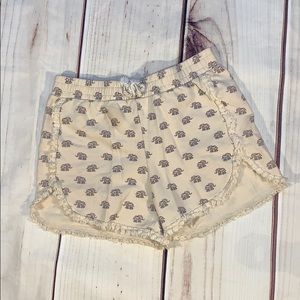 Cream elephant cotton shorts
